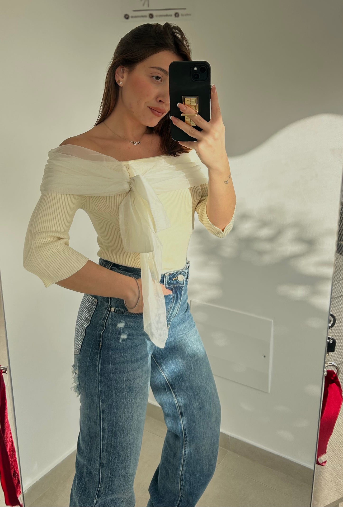 Top in Maglia con fiocco