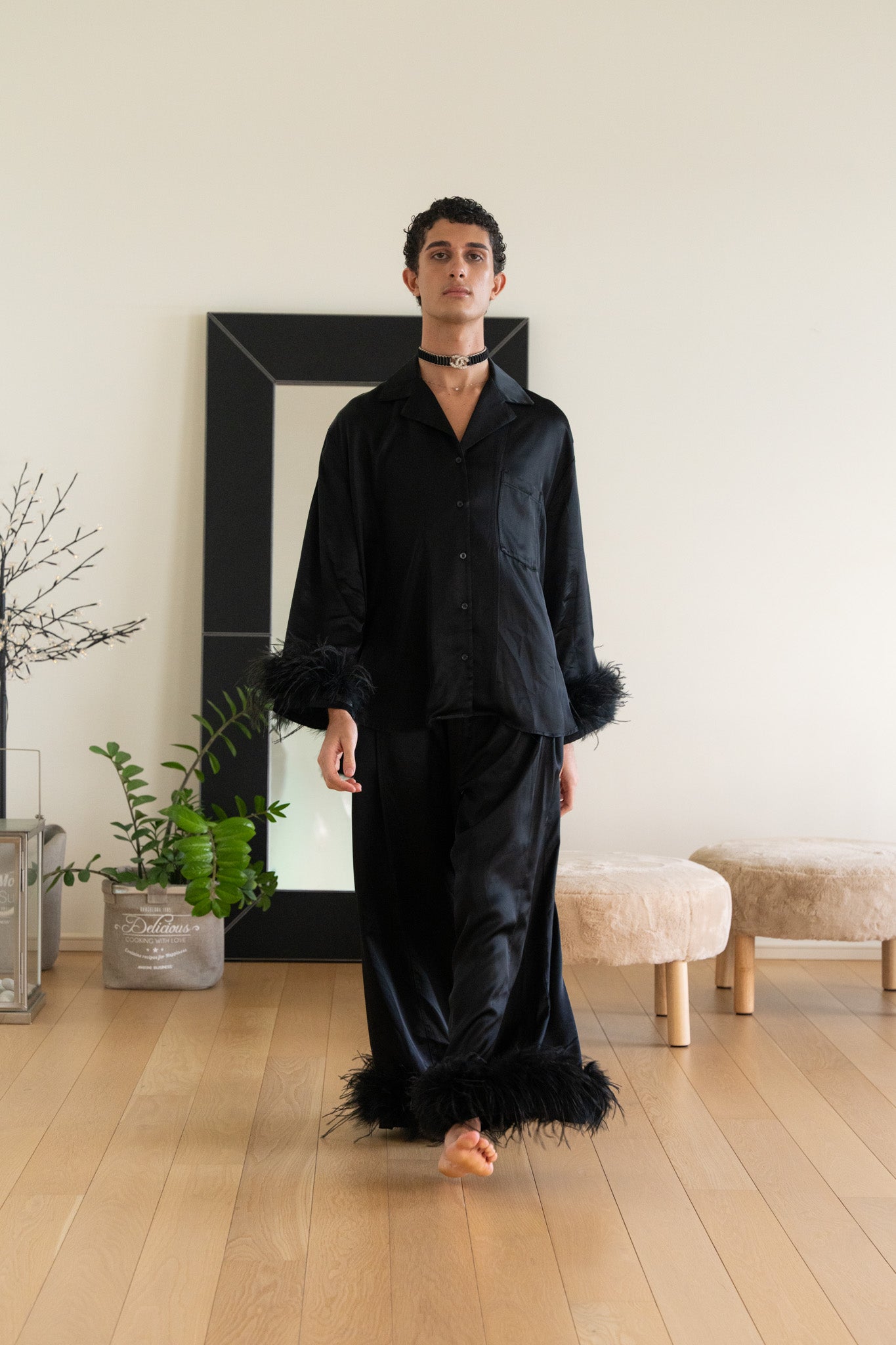 Camicia Plumage nera by Lumina