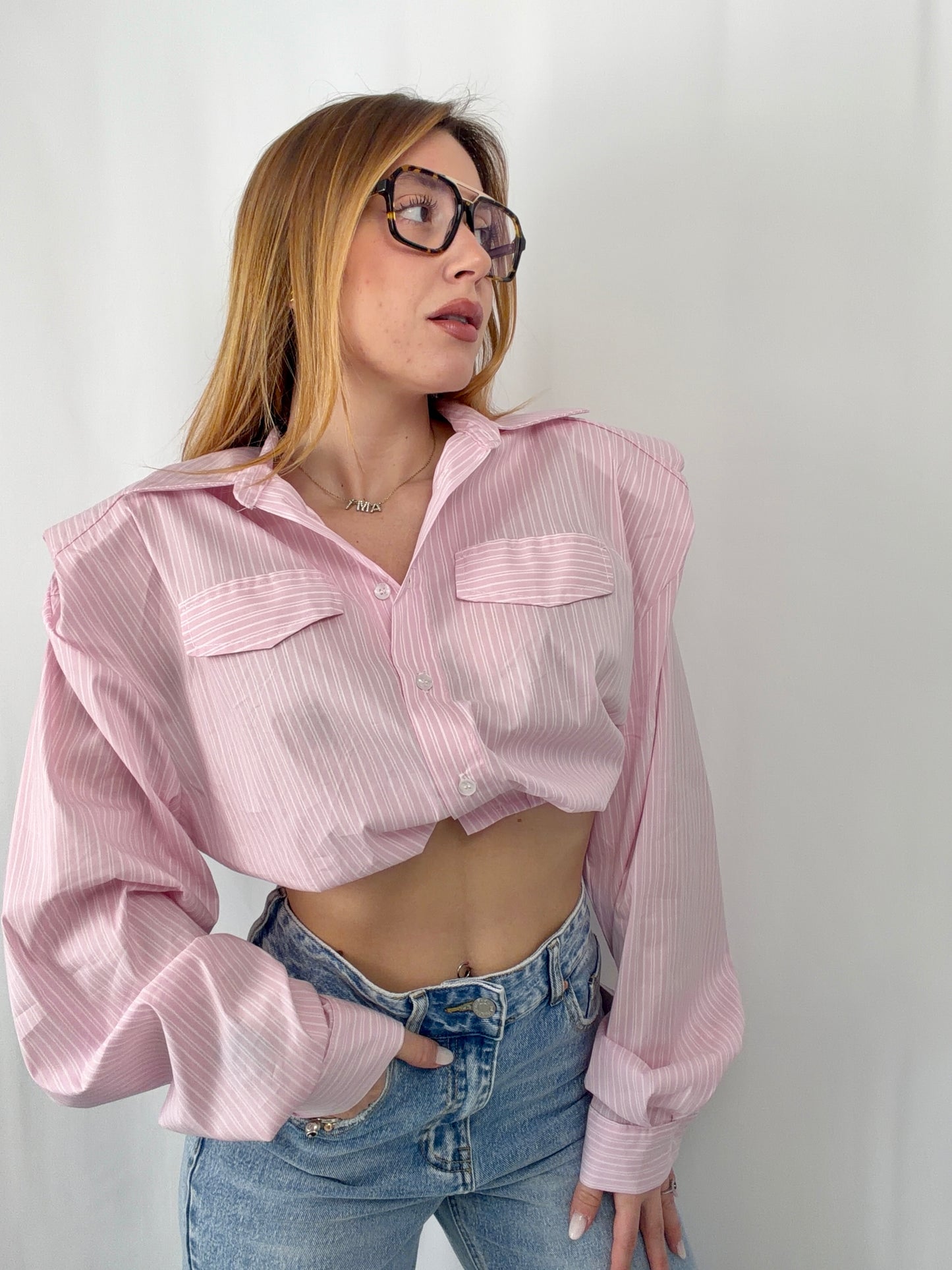 Camicia Cropped Righe
