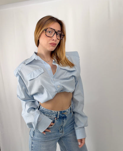 Camicia Cropped Righe