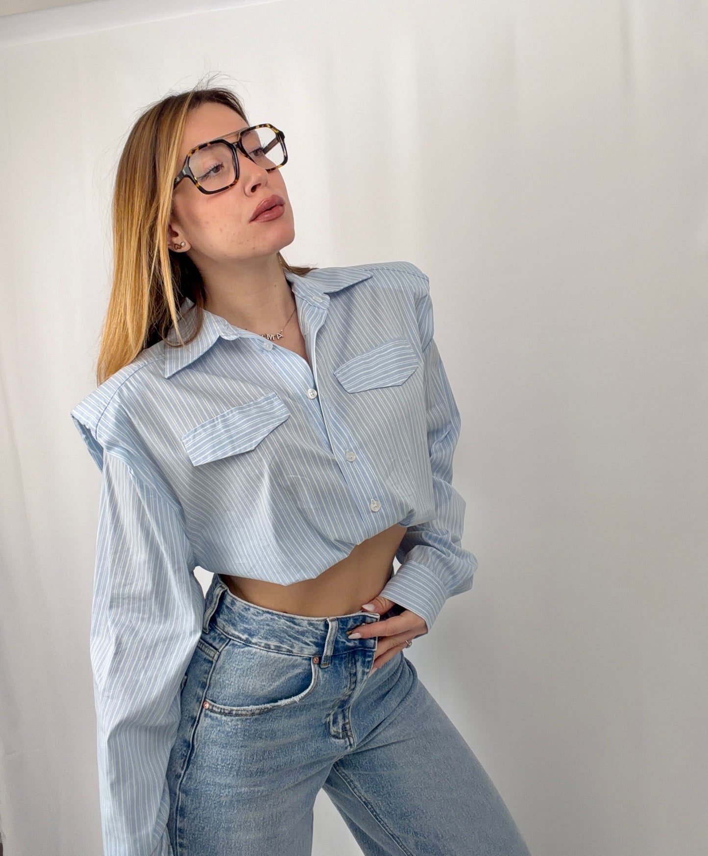 Camicia Cropped Righe