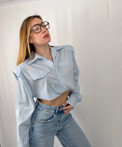 Camicia Cropped Righe