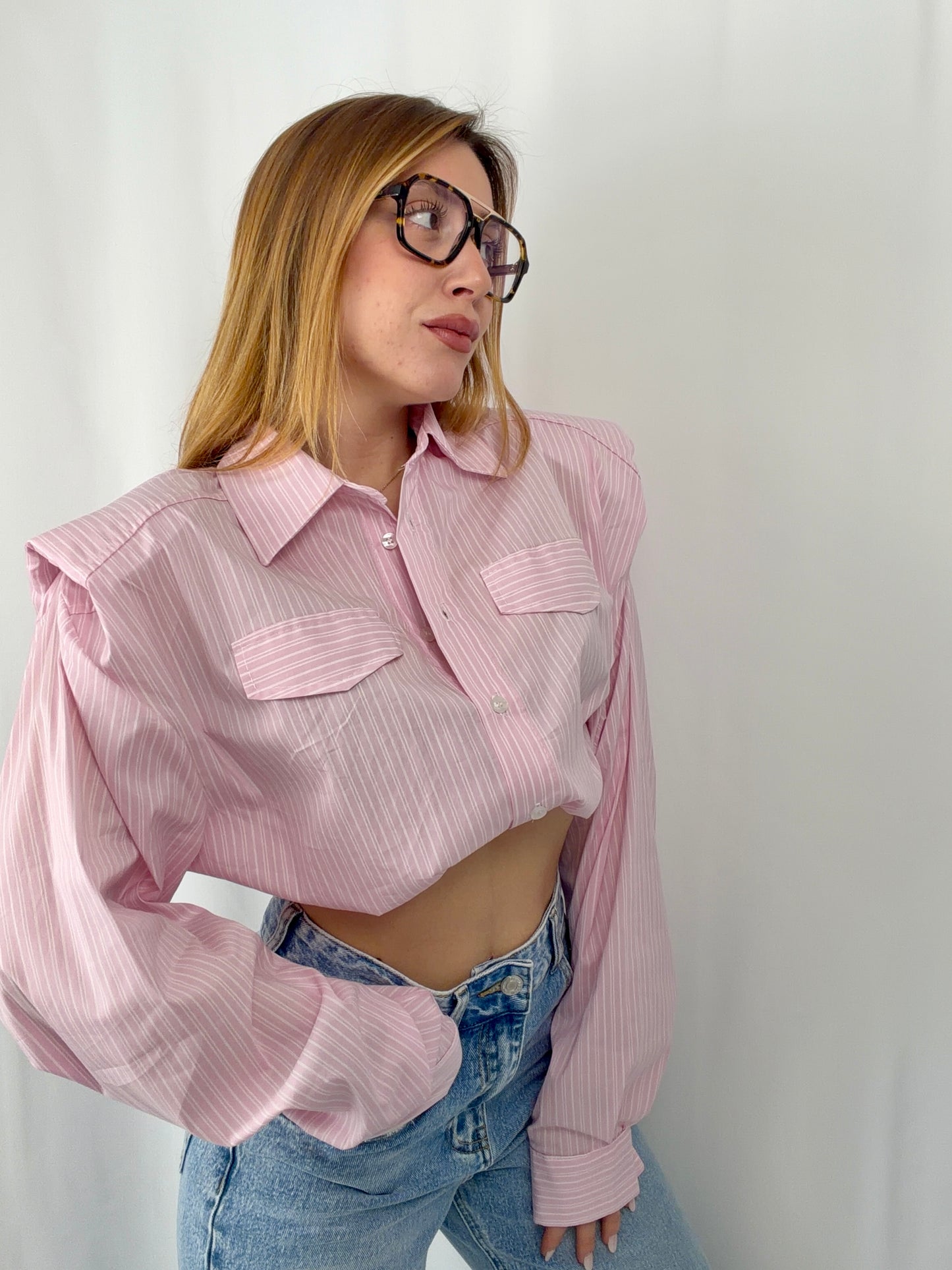 Camicia Cropped Righe
