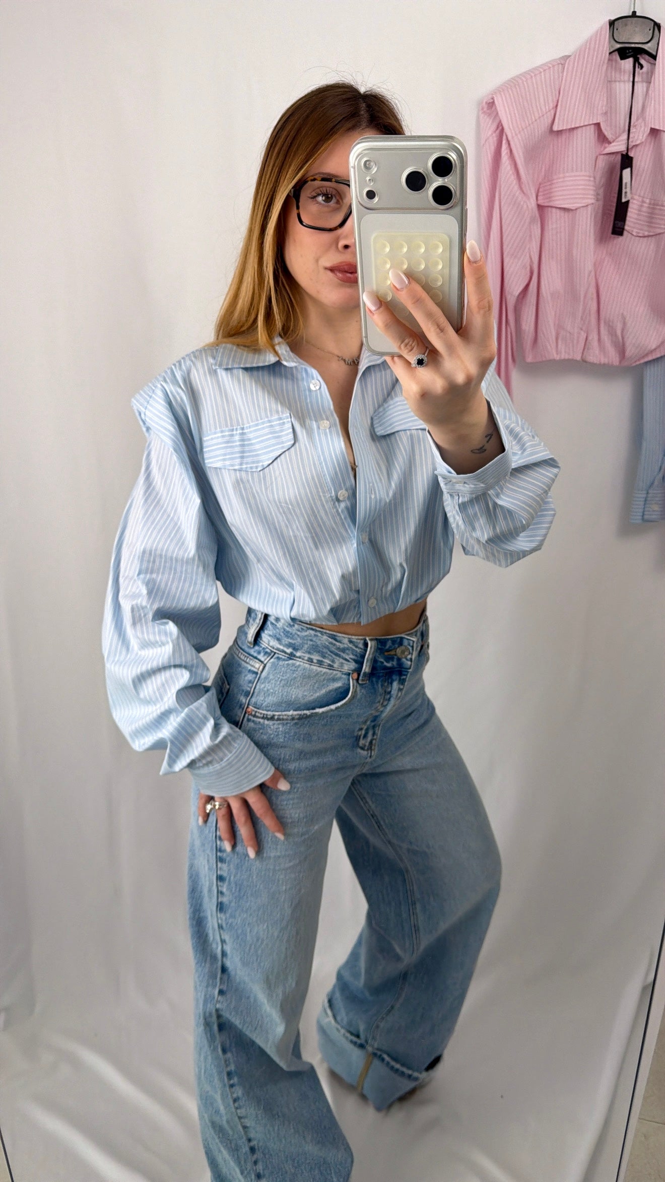 Camicia Cropped Righe