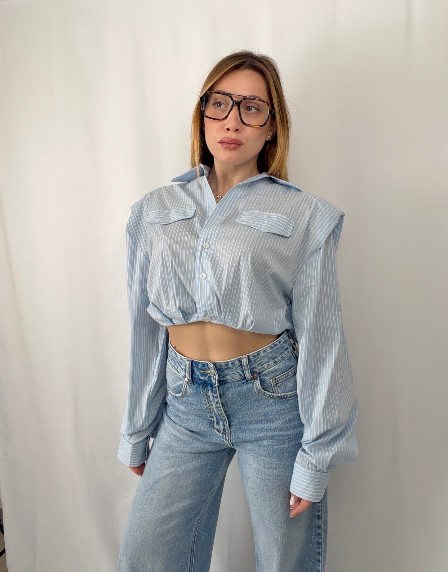 Camicia Cropped Righe
