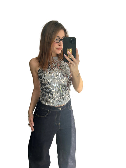 Top Halter con Paillettes