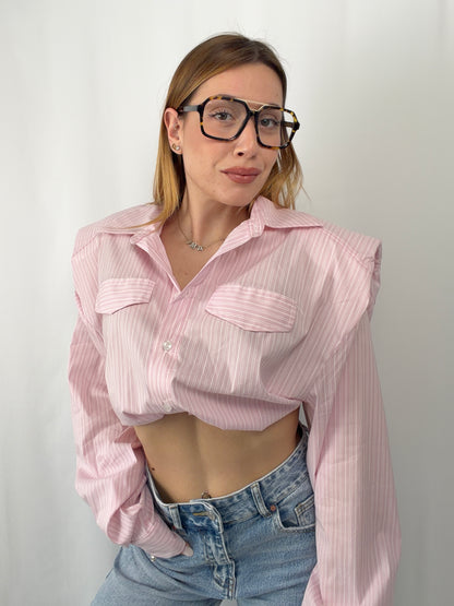 Camicia Cropped Righe