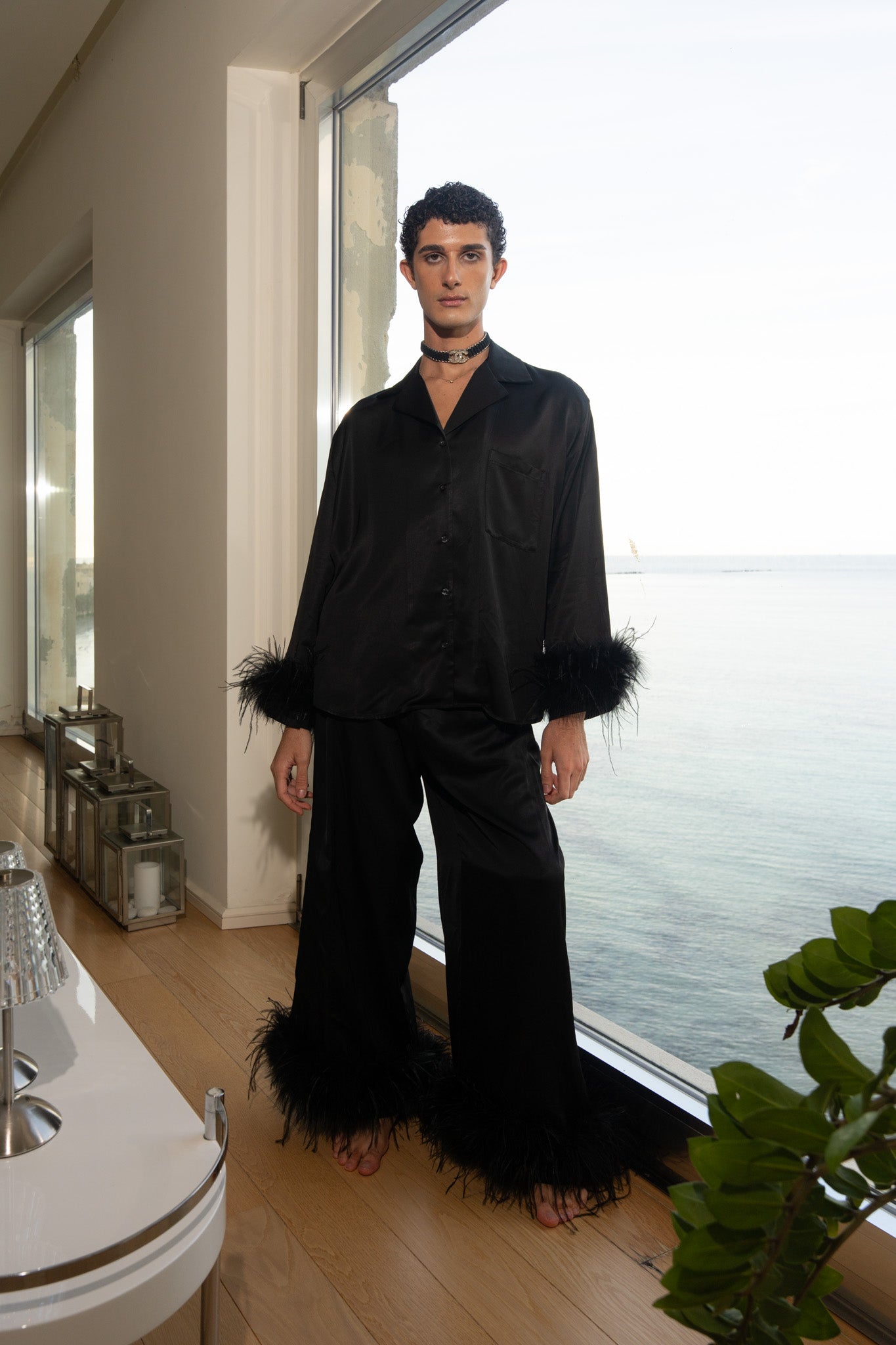 Camicia Plumage nera by Lumina